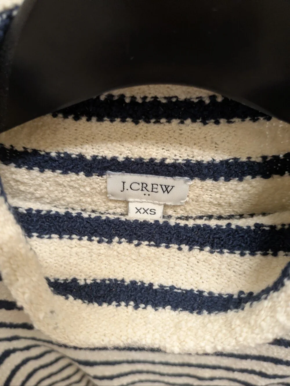J. Crew  Cream and Navy Striped Roll Neck Sweater, XXS